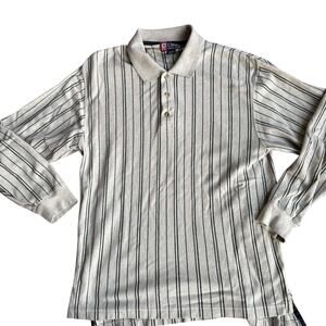Vintage Chaps Ralph Lauren Cream LongSleeve Polo Shirt Mens Large